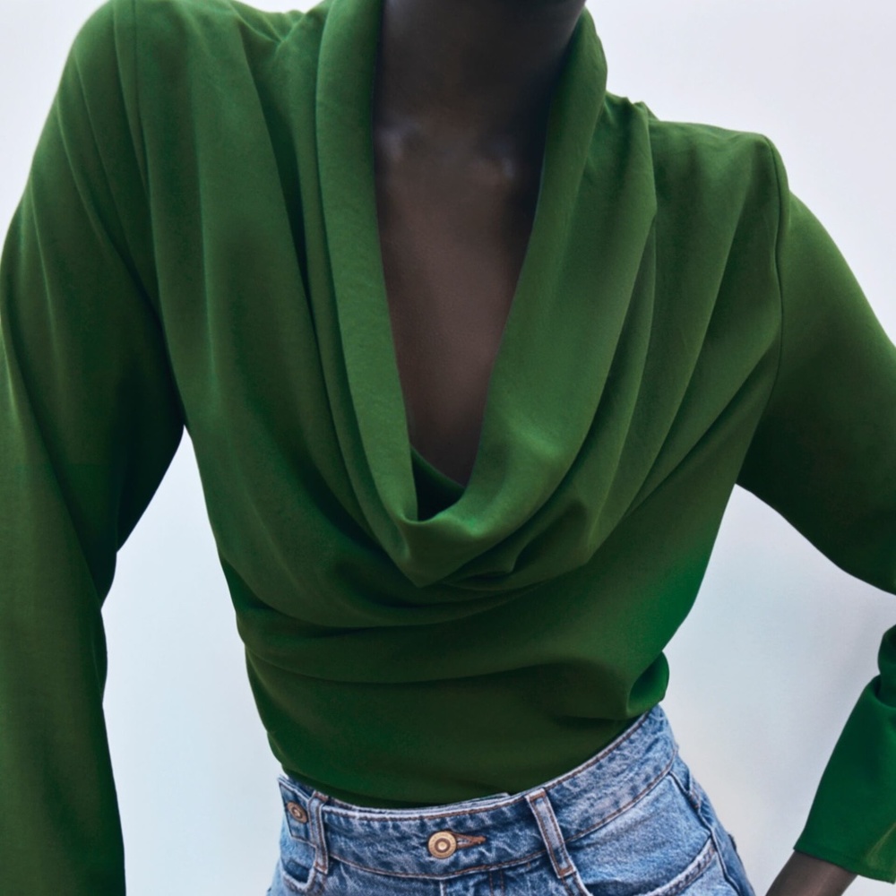 Green Draped Blouse